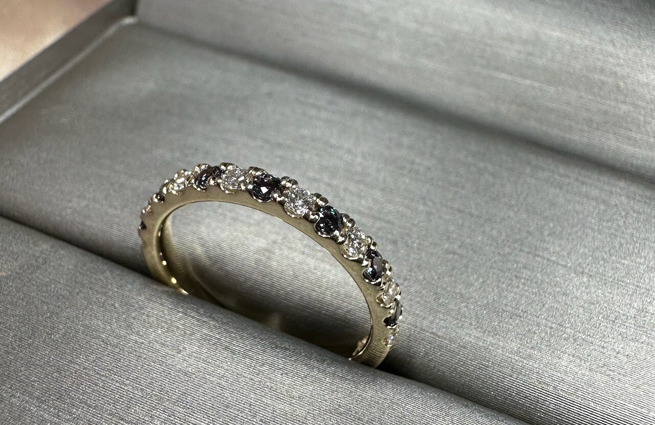 Custom wedding band in a jewelry box